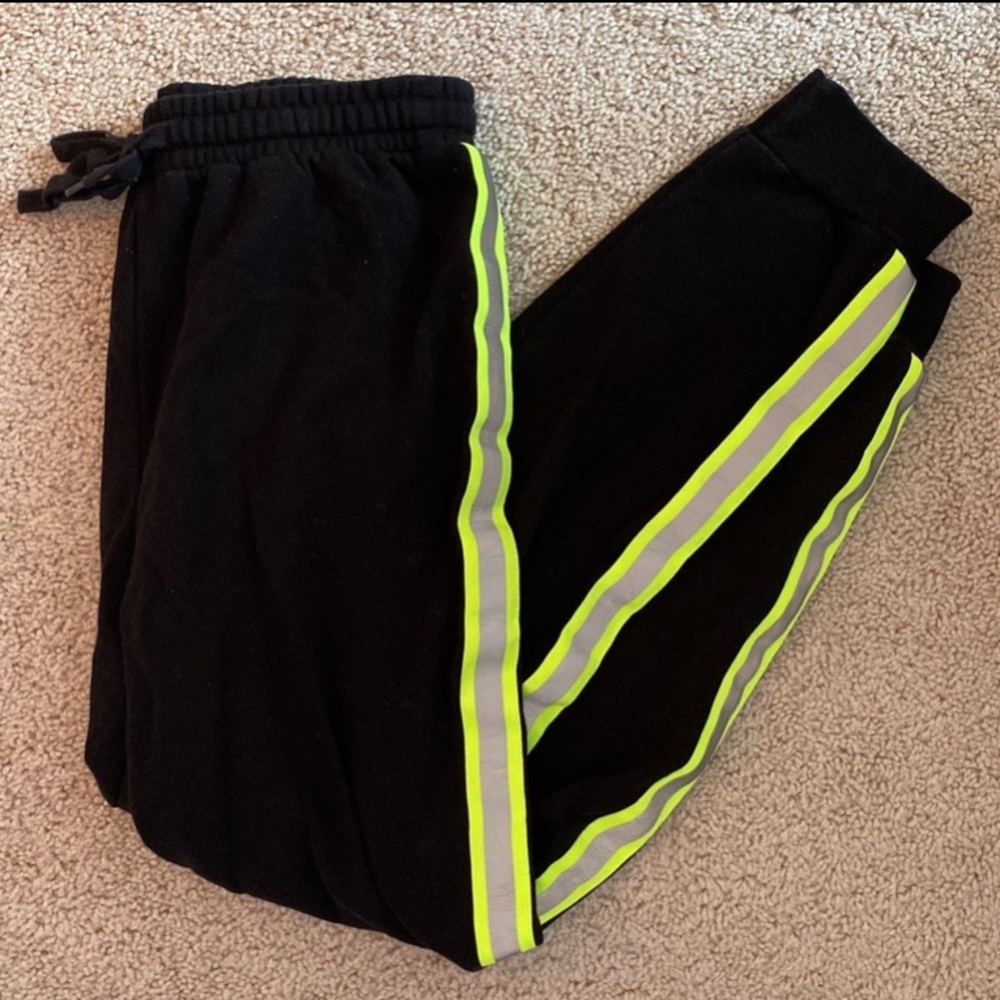 Forever 21 Black Sweatpants with Reflective Stripe